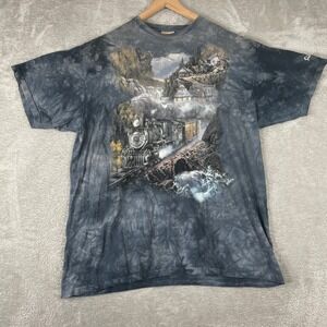 Vintage The Mountain Train Shirt Mens 2XL Tie Dye Steam Engine 90s Tee Railroad